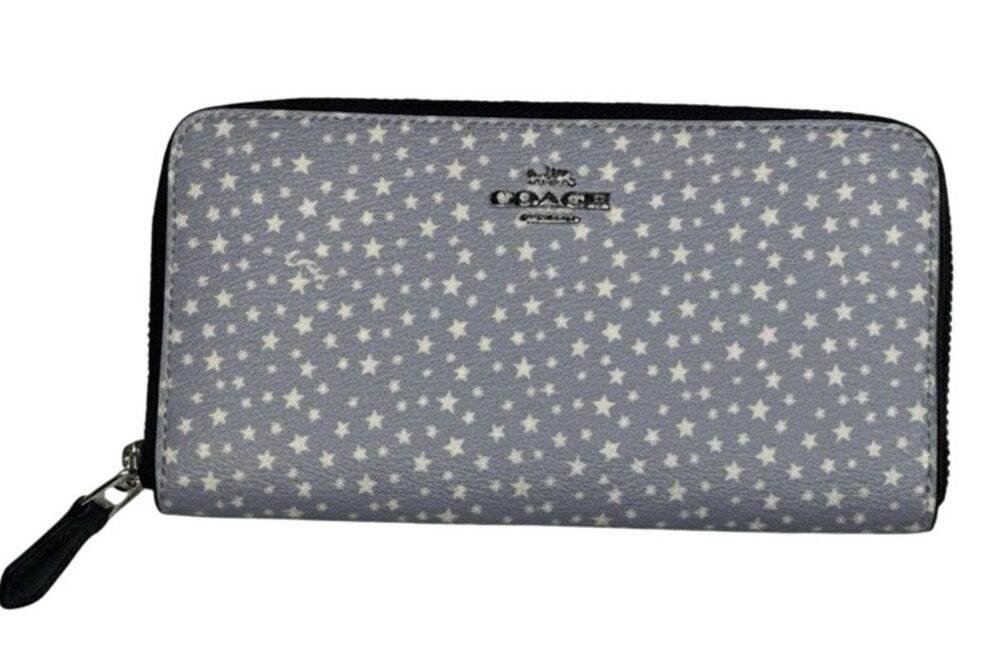 Coach Accordion Zip Wallet in Ditsy Star Print Continental Zip Around EUC